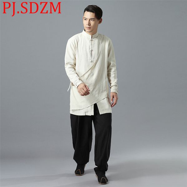 pj.sdzm 2018 new retro national style chinese men's slim fit windbreaker stand collar long sleeve solid color cotton linen coat, Tan;black
pj.sdzm 2018 new retro national style chinese men's slim fit windbreaker stand collar long sleeve solid color cotton linen coat, Tan;black