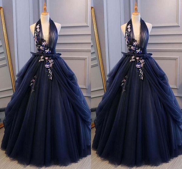 Ball Gown Blue Tulle Evening Gowns Lace Long Prom Dresses Deep V Neck Backless Evening Dresses robe de soiree vestidos de fiesta
Ball Gown Blue Tulle Evening Gowns Lace Long Prom Dresses Deep V Neck Backless Evening Dresses robe de soiree vestidos de fiesta