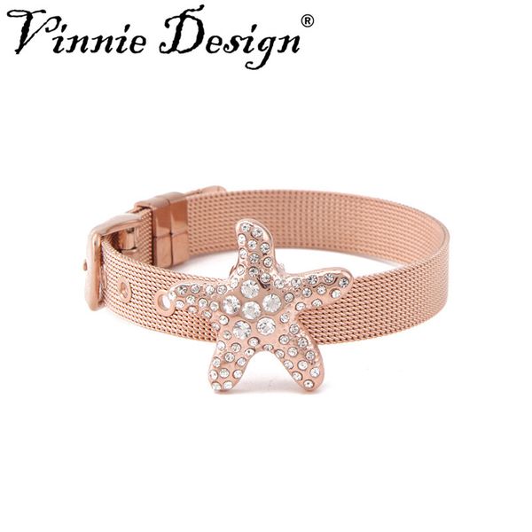 vinnie design jewelry stainless steel mesh bracelet set with big size crystal starfish slide charms, Golden;silver
vinnie design jewelry stainless steel mesh bracelet set with big size crystal starfish slide charms, Golden;silver