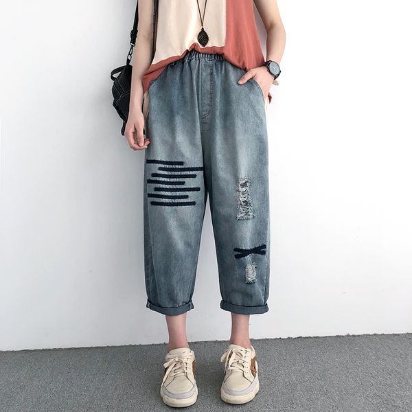 women denim pants 2019 summer big size harem jeans embroidery thin high waist loose korean fashion women trousers yoyikamomo, Blue
women denim pants 2019 summer big size harem jeans embroidery thin high waist loose korean fashion women trousers yoyikamomo, Blue