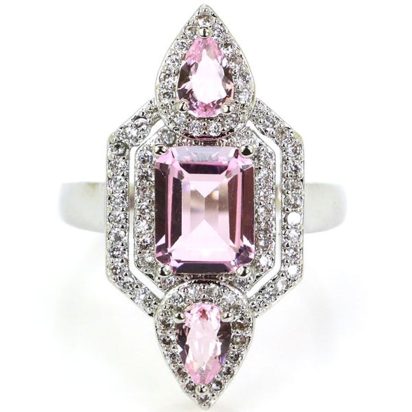 28x15mm stunning created pink kunzite white cz gift for sister silver rings, Golden;silver
28x15mm stunning created pink kunzite white cz gift for sister silver rings, Golden;silver