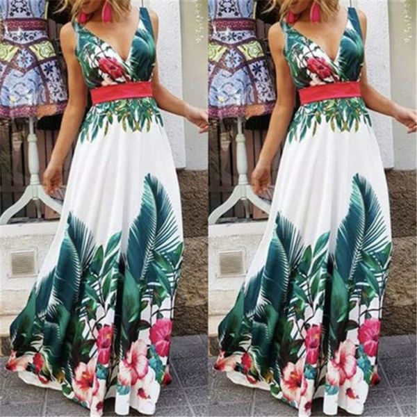 women long dresses sleeveless summer dress deep v-neck evening formal maxi dresses beach holiday fashion floral print dress, Black;gray
women long dresses sleeveless summer dress deep v-neck evening formal maxi dresses beach holiday fashion floral print dress, Black;gray