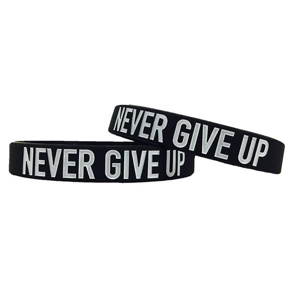 1pc "never give up" motivational bracelets for men women silicone rubber band bracelet wristbands jewelry, Black
1pc "never give up" motivational bracelets for men women silicone rubber band bracelet wristbands jewelry, Black