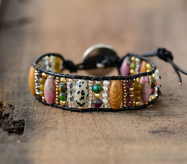new women boho bracelets mixed natural stones single leather wrap bracelet semi precious stone beaded cuff bracelet dropship, Golden;silver
new women boho bracelets mixed natural stones single leather wrap bracelet semi precious stone beaded cuff bracelet dropship, Golden;silver