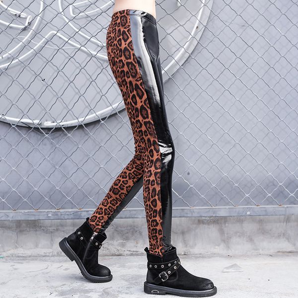 lanmrem 2019 spring down thickening leopard print patchwork women's pu leggings female slim high waist pencil pants ye942, Black
lanmrem 2019 spring down thickening leopard print patchwork women's pu leggings female slim high waist pencil pants ye942, Black