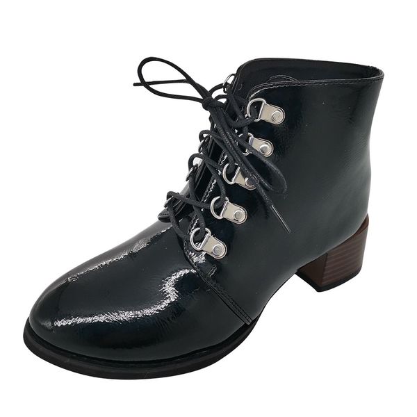 women thick heel rivet ankle boots square head single boots casual snow shoes, Black
women thick heel rivet ankle boots square head single boots casual snow shoes, Black