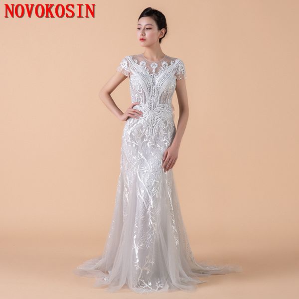2020 mermaid illusion beading wedding party gown deep v-neck see through lace backless party evening dress with bow, White;black
2020 mermaid illusion beading wedding party gown deep v-neck see through lace backless party evening dress with bow, White;black