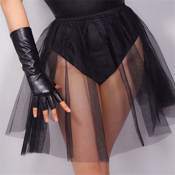 28cm half finger long gloves medium and long section emulation leather sheepskin pu black fingerless mittens female wpu92, Blue;gray
28cm half finger long gloves medium and long section emulation leather sheepskin pu black fingerless mittens female wpu92, Blue;gray