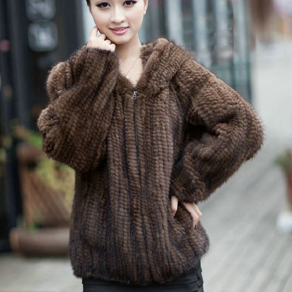 real knitted women coats fashion long sleeve design female fur winter jacket with hood mink coat, Black
real knitted women coats fashion long sleeve design female fur winter jacket with hood mink coat, Black