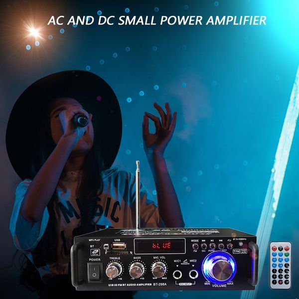 12v/ 220v bt-298a 2ch lcd display digital hifi audio stereo power amplifier bluetooth fm radio car home 600w with remote control
12v/ 220v bt-298a 2ch lcd display digital hifi audio stereo power amplifier bluetooth fm radio car home 600w with remote control