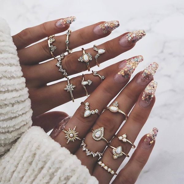 16pcs/set european gold jewelry geometric drop sun crown shape rhinestone knuckle rings set for women personality design party, Golden;silver
16pcs/set european gold jewelry geometric drop sun crown shape rhinestone knuckle rings set for women personality design party, Golden;silver