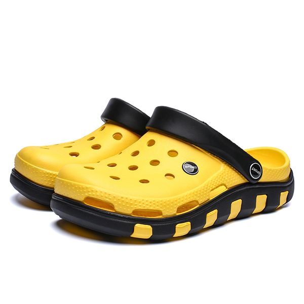 2020 new summer jelly shoes crocks hole shoes men beach sandals slippers men flip flops light sandalias outdoor, Black