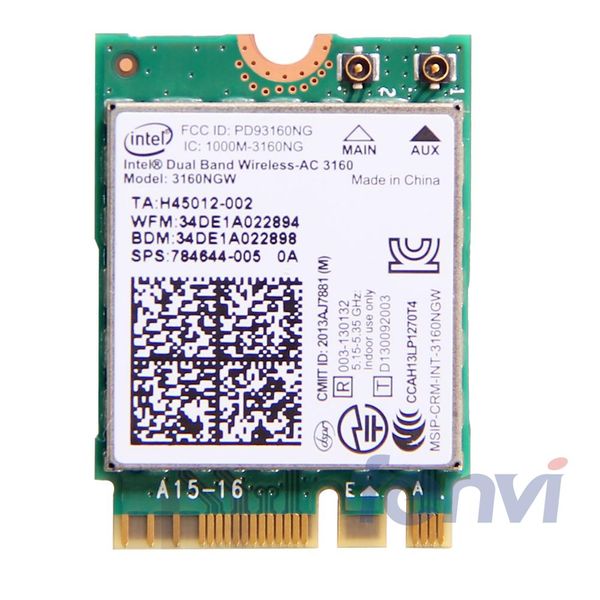 для intel dual band wireless-ac 3160 3160ngw ngff m. 2 wifi bluetooth 802.11 ac 2.4 g/5ghz ноутбук wlan bt 4.0 combo беспроводная карта
для intel dual band wireless-ac 3160 3160ngw ngff m. 2 wifi bluetooth 802.11 ac 2.4 g/5ghz ноутбук wlan bt 4.0 combo беспроводная карта