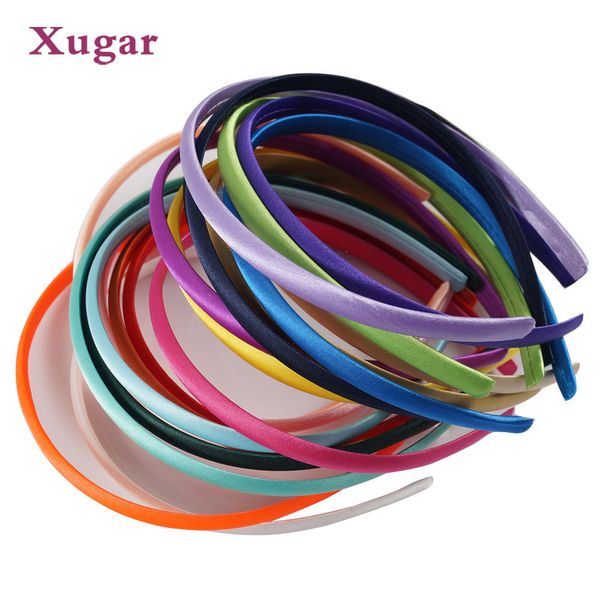 

20pieces/lot solid satin covered headband for kid girls 10 mm width candy color hairband hair accessories hair hoop, Slivery;white