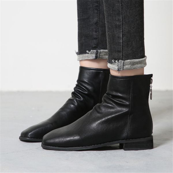 european style ankle boots fashion pure color square toe zipper solid color boots square puppy heels vintage women basic, Black
european style ankle boots fashion pure color square toe zipper solid color boots square puppy heels vintage women basic, Black