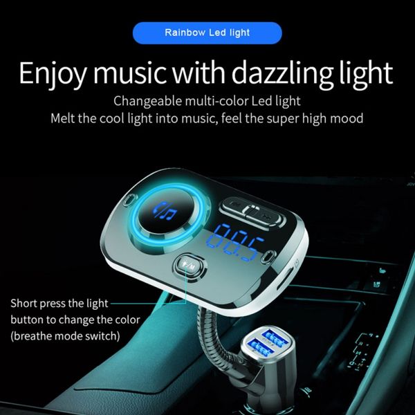 

car mp3 bluetooth bc51 color display bluetooth car fm transmitter, wireless radio adapter with handscall voltage display