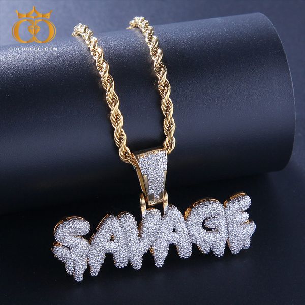hip hop jewelry zircon savage letters necklaces & pendant for men/women gold silver color fashion with rope/cuban/ tennis chain
hip hop jewelry zircon savage letters necklaces & pendant for men/women gold silver color fashion with rope/cuban/ tennis chain