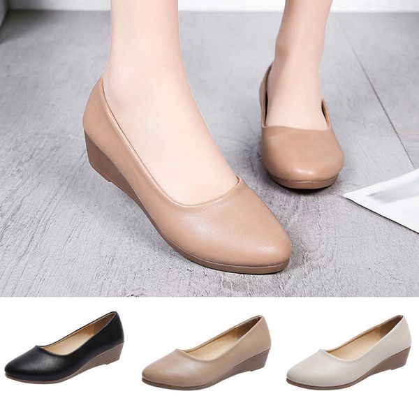 onto-mato brand women's wedge casual shoes round head solid color wild professional work shoes dropshipping platte schoenen, Black
onto-mato brand women's wedge casual shoes round head solid color wild professional work shoes dropshipping platte schoenen, Black