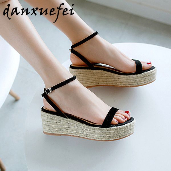 women's natural suede leather ankle strap platform flats sandals narrow band leisure female comfortable casual summer shoes sale, Black
women's natural suede leather ankle strap platform flats sandals narrow band leisure female comfortable casual summer shoes sale, Black