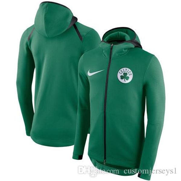 

2020 men's boston celtics green showtime therma flex performance full hoodie outdoor sport jacket nba