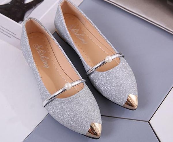 sequined cloth women's shoes in spring and autumn flat bottom pointed end, Black