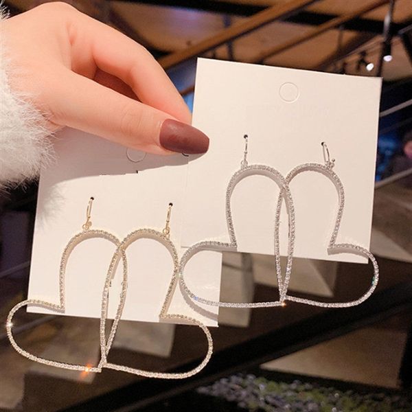 new exaggerated fashion crystal irregular heart earrings contracted joker long women drop earrings jewelry, Silver
new exaggerated fashion crystal irregular heart earrings contracted joker long women drop earrings jewelry, Silver