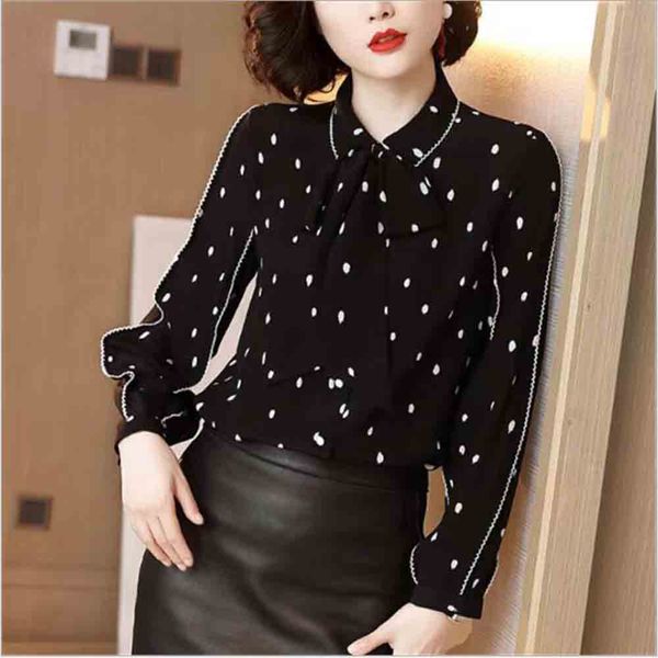 2019 spring and autumn new long-sleeved wave dot simulation silk shirt women's bottoming shirt women, White
2019 spring and autumn new long-sleeved wave dot simulation silk shirt women's bottoming shirt women, White