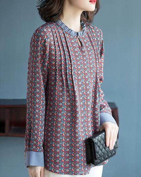 european and american style retro print head female loose collar long sleeve early autumn shirt, White
european and american style retro print head female loose collar long sleeve early autumn shirt, White