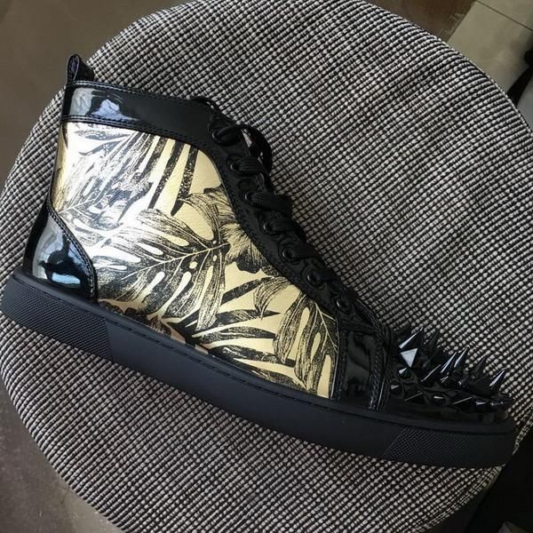 new designer brand red bottoms men women white brown patchwork leather black spikes toe high casual shoes luxury trainers 35-47 lll
new designer brand red bottoms men women white brown patchwork leather black spikes toe high casual shoes luxury trainers 35-47 lll