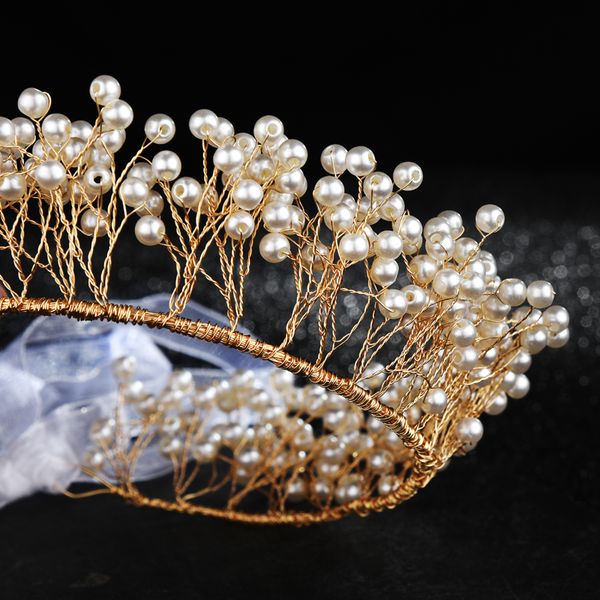 gold wedding bridal jewelry tiara crown with ribbon crystal hair decoration women accessories pearl hairband, Golden;white
gold wedding bridal jewelry tiara crown with ribbon crystal hair decoration women accessories pearl hairband, Golden;white