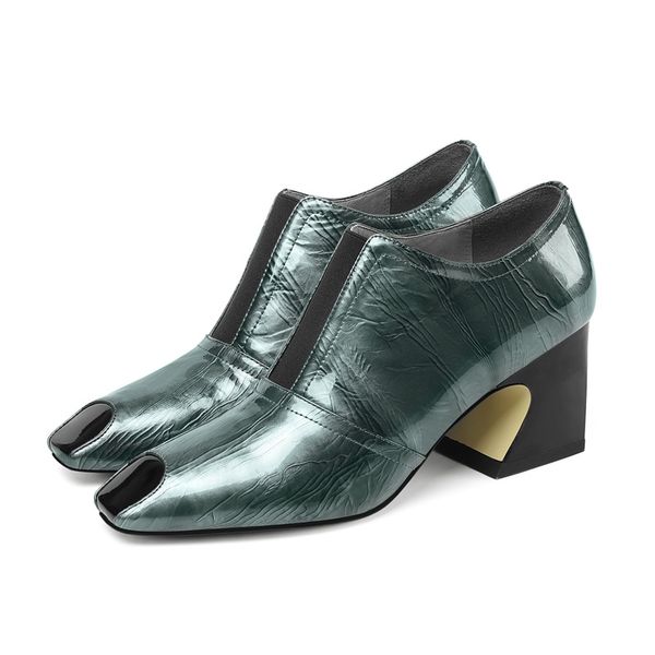 women's high heels elastic band deep mouth single shoes spring and autumn genuine leather fashion square heel ankle boots pumps, Black
women's high heels elastic band deep mouth single shoes spring and autumn genuine leather fashion square heel ankle boots pumps, Black