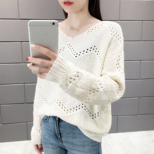 sweters women invierno 2019 pullover women casual knitting v-neck long sleeve bottoming hollowed out sweater pull femme, White;black
sweters women invierno 2019 pullover women casual knitting v-neck long sleeve bottoming hollowed out sweater pull femme, White;black
