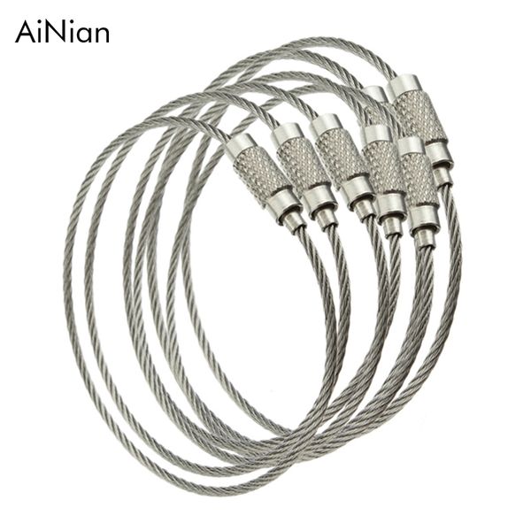 10pcs screw locking stainless steel wire keychain rope holder keyring key chain rings cable outdoor hiking keychains c19011001, Silver
10pcs screw locking stainless steel wire keychain rope holder keyring key chain rings cable outdoor hiking keychains c19011001, Silver
