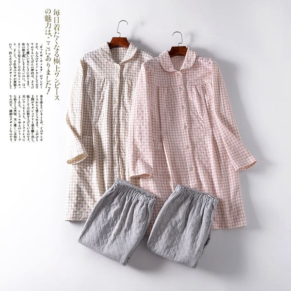 pajamas for women winter knitted cotton women sleep pajama set air layer cotton suit plaid, Blue;gray
pajamas for women winter knitted cotton women sleep pajama set air layer cotton suit plaid, Blue;gray