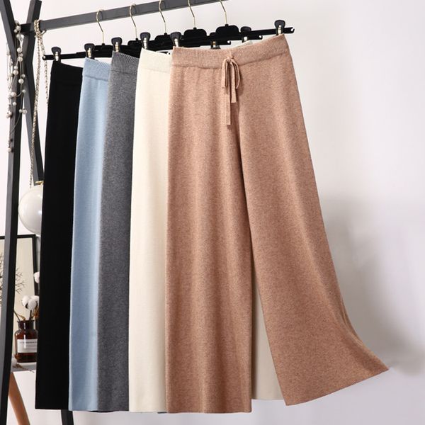 2019 autumn winter new thick casual straight pant women female drawstring loose knitted wide leg pants casual trouser, Black;white
2019 autumn winter new thick casual straight pant women female drawstring loose knitted wide leg pants casual trouser, Black;white