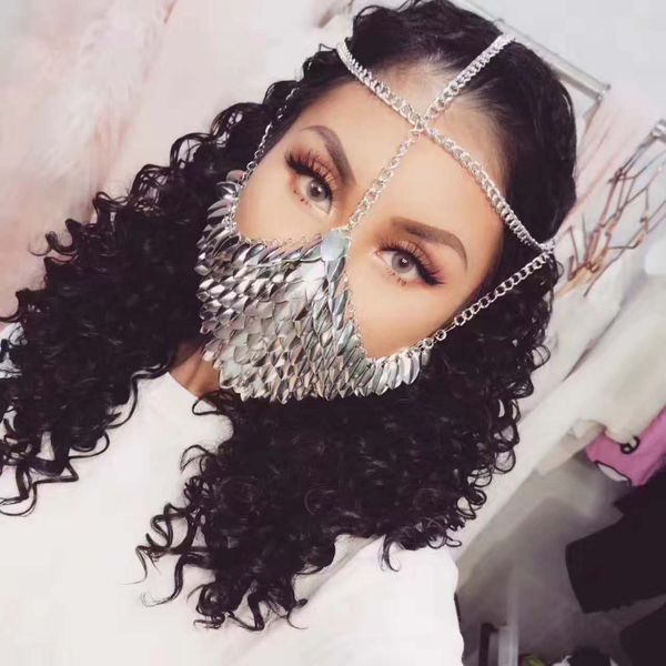 new style women silver colour chains layers fish scale head face jewelry unique design face mask chains jewelry 3 colors wrhe11, Golden;white
new style women silver colour chains layers fish scale head face jewelry unique design face mask chains jewelry 3 colors wrhe11, Golden;white