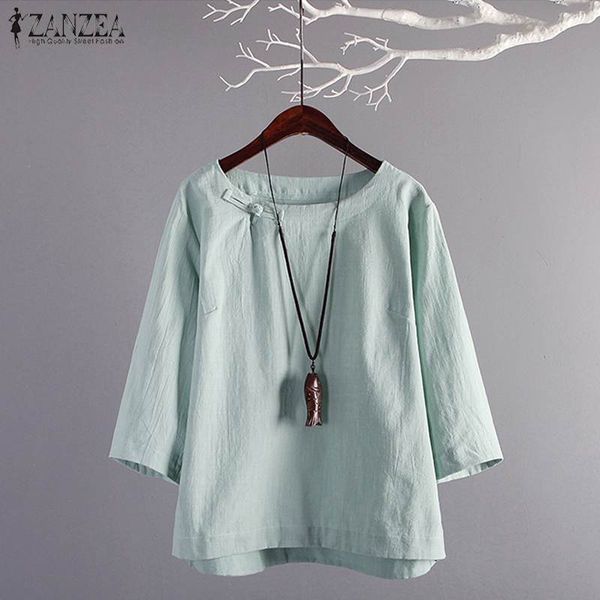 plus size zanzea summer women vintage 3/4 sleeve solid blouse cotton linen shirt female casual work blusas tunic femininas, White
plus size zanzea summer women vintage 3/4 sleeve solid blouse cotton linen shirt female casual work blusas tunic femininas, White
