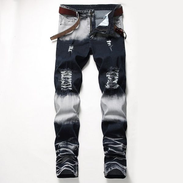 distrressed blue white holes stretch mens long jeans regular mid waist straight mens pants fashion male apparel
distrressed blue white holes stretch mens long jeans regular mid waist straight mens pants fashion male apparel