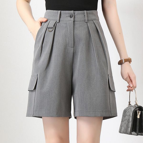 women summer high waist loose casual wide leg cargo short pants office lady elegant plus size straight black/gray suit shorts, White;black
women summer high waist loose casual wide leg cargo short pants office lady elegant plus size straight black/gray suit shorts, White;black