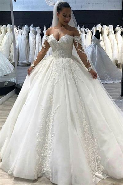 vintage long sleeve a-line wedding dresses 2019 off shoulder sweetheart lace applique puffy skirt arabic bridal church wedding gown, White
vintage long sleeve a-line wedding dresses 2019 off shoulder sweetheart lace applique puffy skirt arabic bridal church wedding gown, White