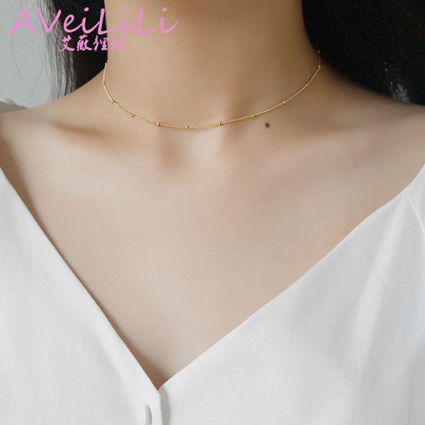woman 925 sterling silver necklaces jewelry indirect bead chain chokers necklace plating yellow gold
woman 925 sterling silver necklaces jewelry indirect bead chain chokers necklace plating yellow gold