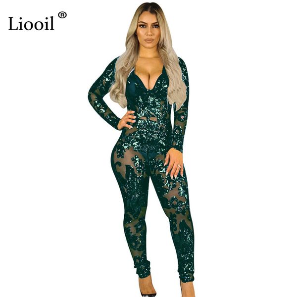 liooil plus size sheer mesh one piece bodycon sequin jumpsuit women clubwear long sleeve v neck party tight club jumpsuits, Black;white
liooil plus size sheer mesh one piece bodycon sequin jumpsuit women clubwear long sleeve v neck party tight club jumpsuits, Black;white