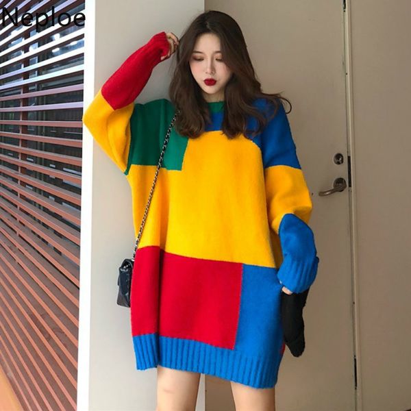 neploe o neck match color pullover knisweater women korean loose mid long patch pull femme 2018 autumn winter new 46783, White;black
neploe o neck match color pullover knisweater women korean loose mid long patch pull femme 2018 autumn winter new 46783, White;black