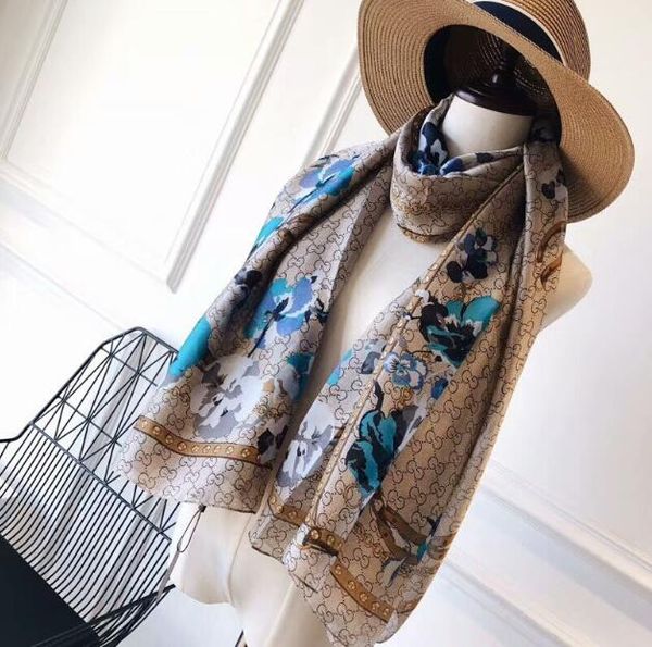 famous designer silk scarf womens luxury fashion shawl scarf 4 seasons long neck ring size 180x70cm 2 colors, Blue;gray
famous designer silk scarf womens luxury fashion shawl scarf 4 seasons long neck ring size 180x70cm 2 colors, Blue;gray