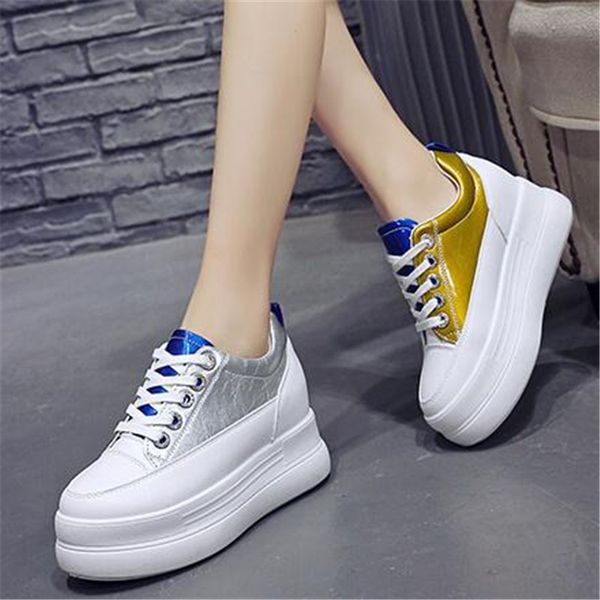 inner heightened women's wedge shoes 8cm high heels thick sole spring new casual shoes lace-up gold silver female platform shoes, Black
inner heightened women's wedge shoes 8cm high heels thick sole spring new casual shoes lace-up gold silver female platform shoes, Black