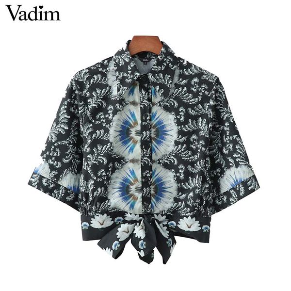 vadim women retro floral print crop short sleeve bow tie design turn down collar female vintage stylish short blouses da402, White
vadim women retro floral print crop short sleeve bow tie design turn down collar female vintage stylish short blouses da402, White