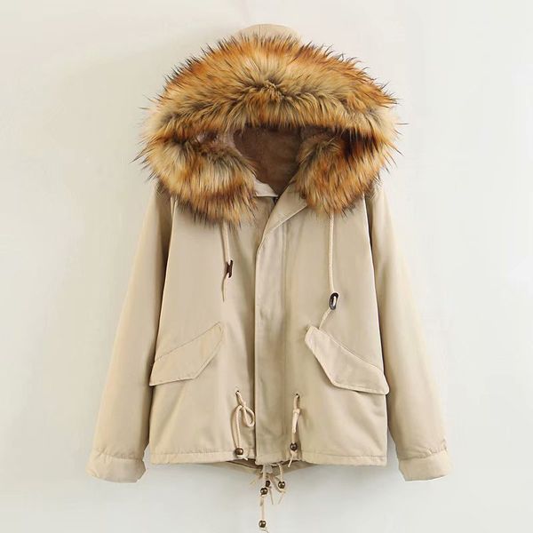 2018 winter new large fur collar short ssection ladies cotton plus velvet thick liner detachable loose cotton jacket size xxl, Black
2018 winter new large fur collar short ssection ladies cotton plus velvet thick liner detachable loose cotton jacket size xxl, Black