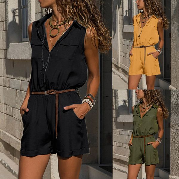 women playsuit summer casual overalls elastic waist loose sleeveless zippered shorts vintage holiday boho jumpsuit mono mujer#ss, Black;white
women playsuit summer casual overalls elastic waist loose sleeveless zippered shorts vintage holiday boho jumpsuit mono mujer#ss, Black;white