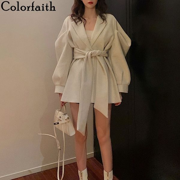 colorfaith new 2020 autumn winter women's jacket woolen office lady v-neck puff sleeve elegant with belt coat jk9010, Black;brown
colorfaith new 2020 autumn winter women's jacket woolen office lady v-neck puff sleeve elegant with belt coat jk9010, Black;brown