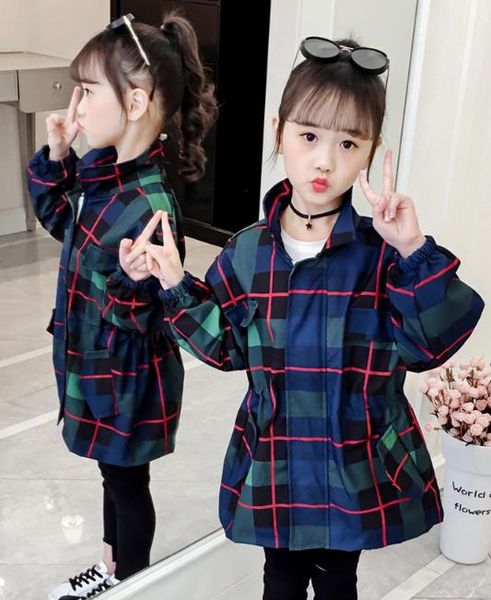 2020 new girls plaid jacket spring autumn korean children's wear british style mid-length children's trench coat clothes, Blue;gray
2020 new girls plaid jacket spring autumn korean children's wear british style mid-length children's trench coat clothes, Blue;gray
